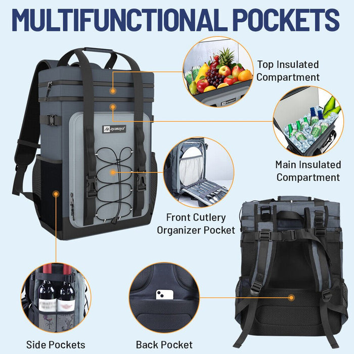 Heavy - Duty 30L Cooler Insulated Backpack with Leakproof Design for Camping and Travel - Monsta Online