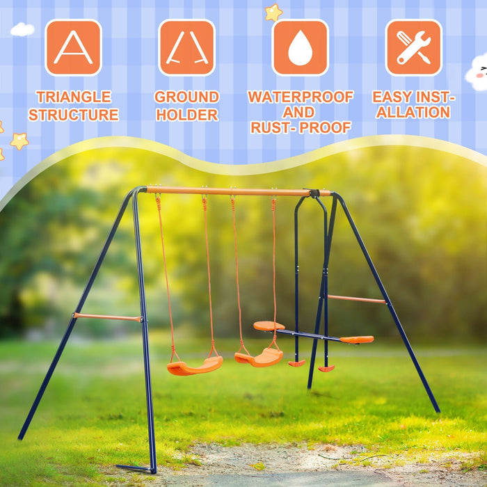 Durable 440LBS Outdoor Swing Set for Kids with Glider and 2 Seats - Monsta Online
