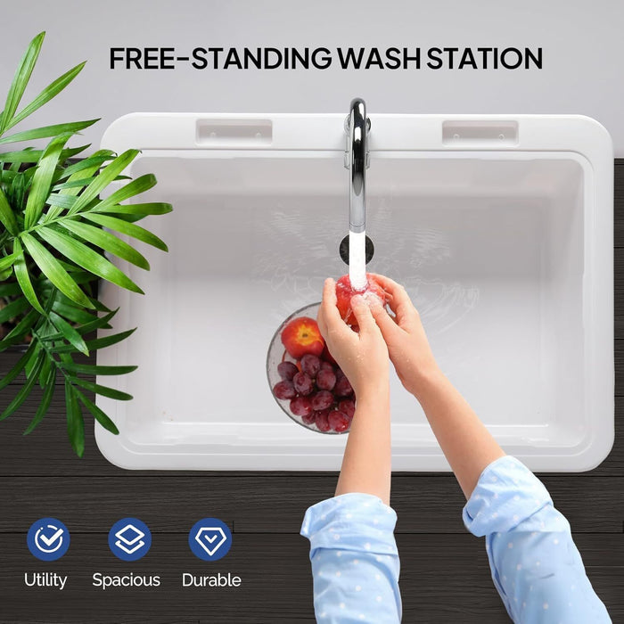 Multi Purpose Utility Laundry Sink with Stainless Steel Faucet and Removable Drainboard - Monsta Online