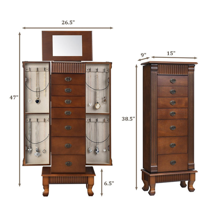 Luxury Wooden Jewelry Armoire with Mirror and Drawers - Monsta Online