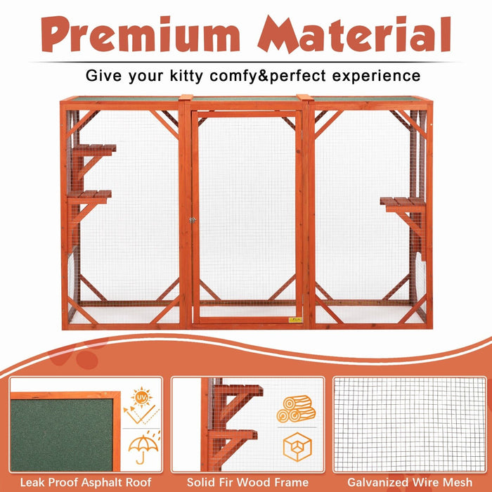 Large Wooden Catio Outdoor Cat Enclosure for Multiple Cats and Playtime Freedom - Monsta Online