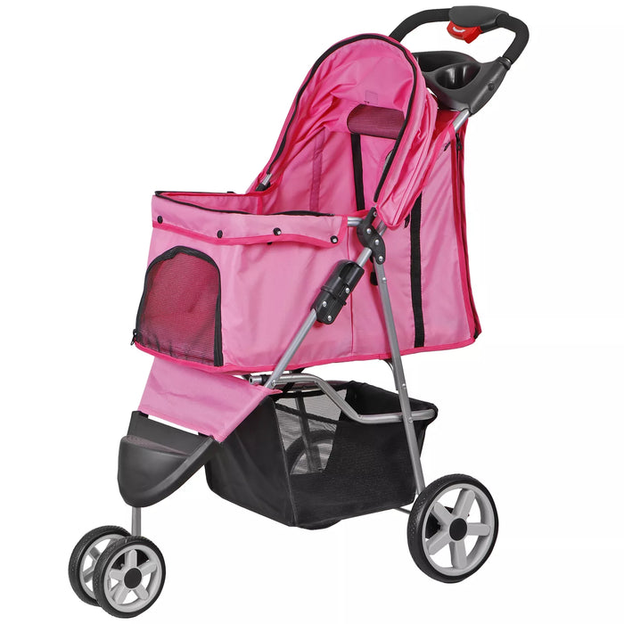 Premium Foldable 3 Wheel Pet Stroller with Cup Holder for Dogs and Cats - Monsta Online