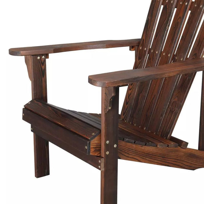 Classic Wooden Adirondack Outdoor Chair with Footrest for Patio and Poolside Comfort - Monsta Online