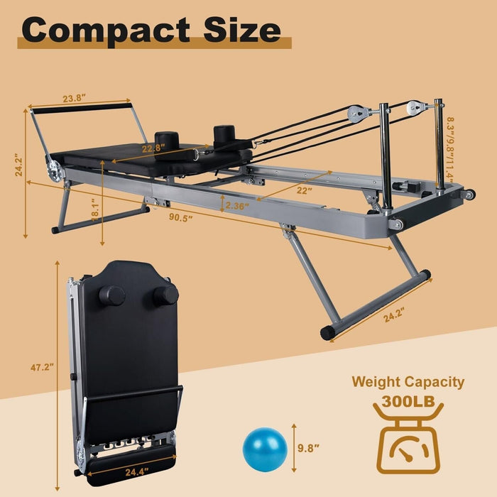 Professional Pilates Reformer Machine with Spring Resistance and Easy Storage - Monsta Online