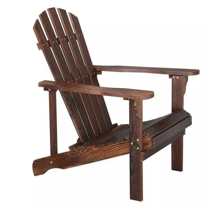 Classic Wooden Adirondack Outdoor Chair with Footrest for Patio and Poolside Comfort - Monsta Online