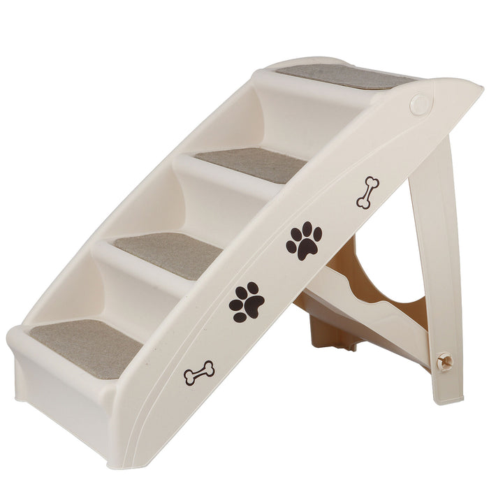 Non - Slip 4 - Steps Foldable Dog Stairs with Sturdy Support Frame for High Beds - Monsta Online
