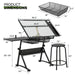 Professional Tempered Glass Drafting Table with Adjustable Angle and Bonus Stool - Monsta Online