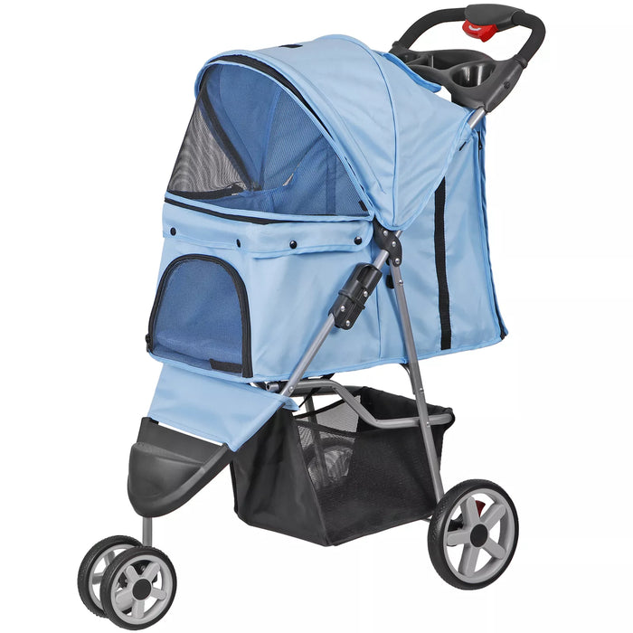 Premium Foldable 3 Wheel Pet Stroller with Cup Holder for Dogs and Cats - Monsta Online