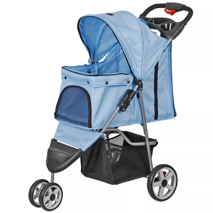 Premium Foldable 3 Wheel Pet Stroller with Cup Holder for Dogs and Cats - Monsta Online