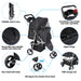 Premium Foldable 3 Wheel Pet Stroller with Cup Holder for Dogs and Cats - Monsta Online