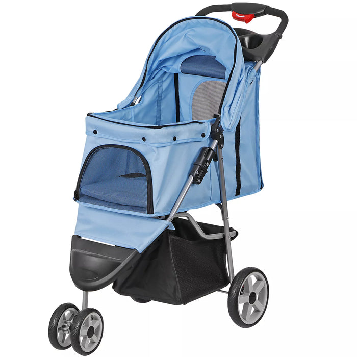 Premium Foldable 3 Wheel Pet Stroller with Cup Holder for Dogs and Cats - Monsta Online