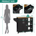 Modern 37" Rolling Kitchen Island Cart Cabinet With Drawer and Shelves - Monsta Online