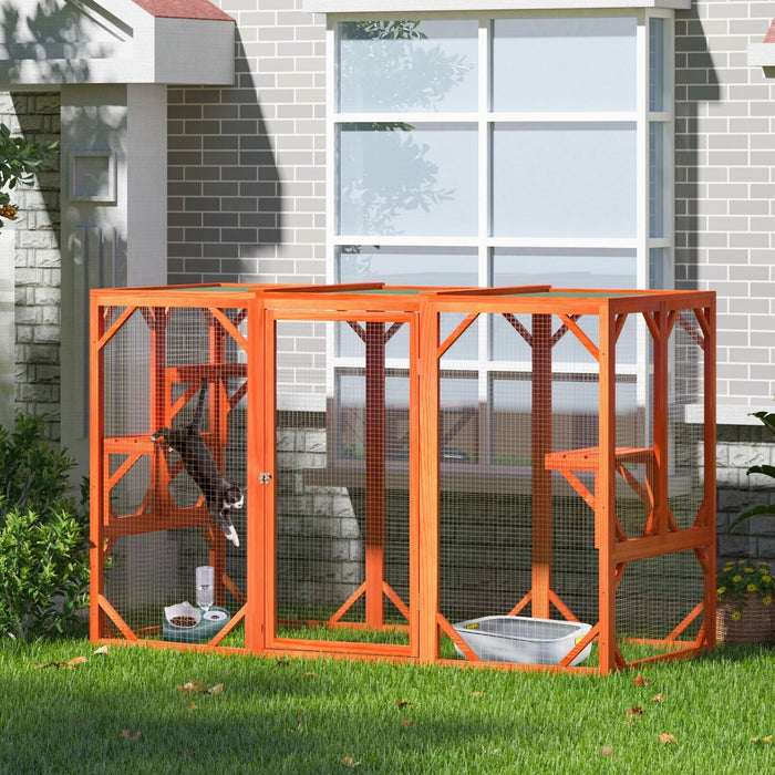 Large Wooden Catio Outdoor Cat Enclosure for Multiple Cats and Playtime Freedom - Monsta Online