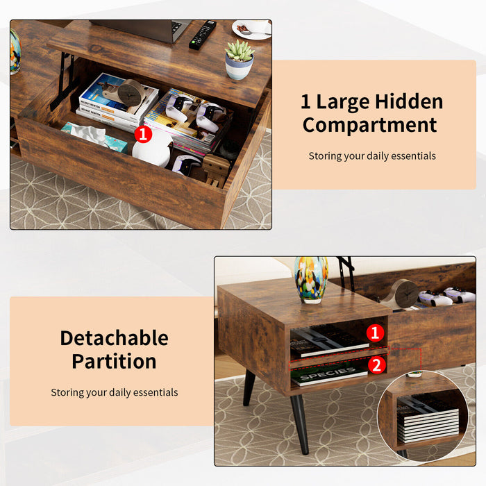 Modern Lift - Top Coffee Table with Hidden Compartment and Adjustable Space - Monsta Online