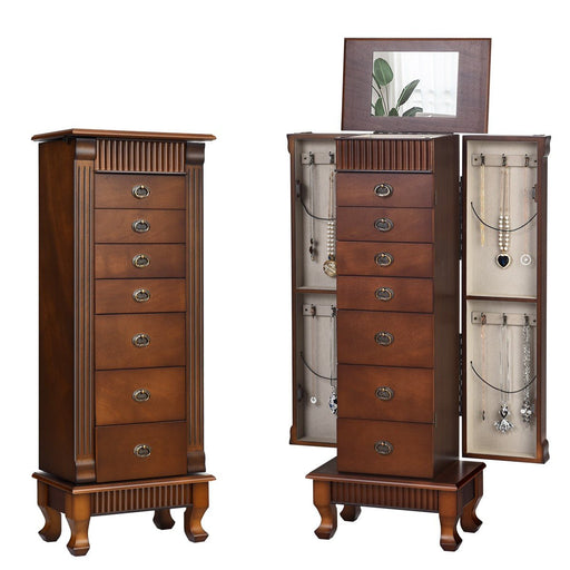 Luxury Wooden Jewelry Armoire with Mirror and Drawers - Monsta Online