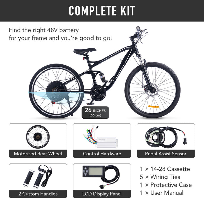 1000W High - Performance eBike Conversion Kit 48V Rear Wheel with Digital Display - Monsta Online