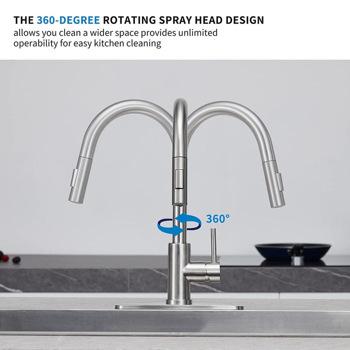Ergonomic Single - Handle Pull - Down Kitchen Faucet with Pull Down Sprayer - Monsta Online