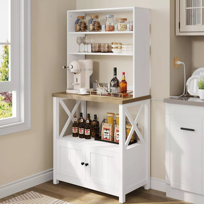 5 - Tier Kitchen Baker’s Rack with Power Outlet – Microwave and Coffee Bar Stand - Monsta Online