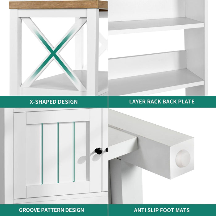 5 - Tier Kitchen Baker’s Rack with Power Outlet – Microwave and Coffee Bar Stand - Monsta Online