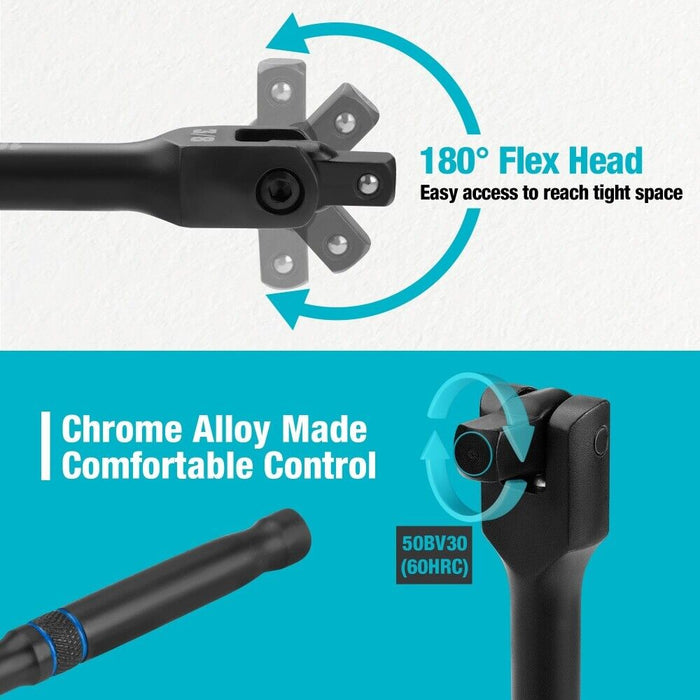 Heavy - Duty 6" 10" 15" Breaker Bar Set with 180° Rotating Head for Maximum Torque - Monsta Online