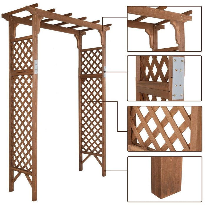 7FT Wooden Garden Arch Arbor Trellis Pergola – Outdoor Wooden Patio - Monsta Online