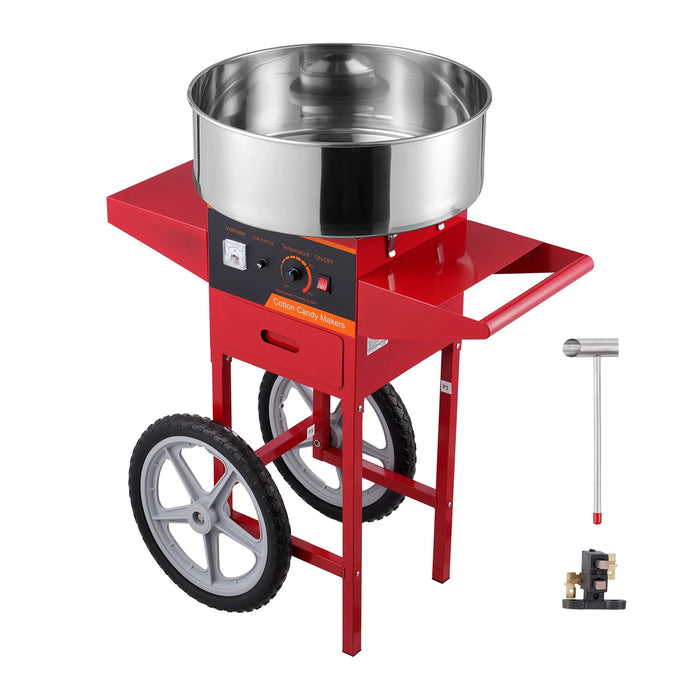 Heavy - Duty 1000W Cotton Candy Machine with Mobile Cart and Steel Bowl - Monsta Online