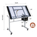 Adjustable Rolling Drawing Drafting Table - Tempered Glass Art Craft Work Station - Monsta Online