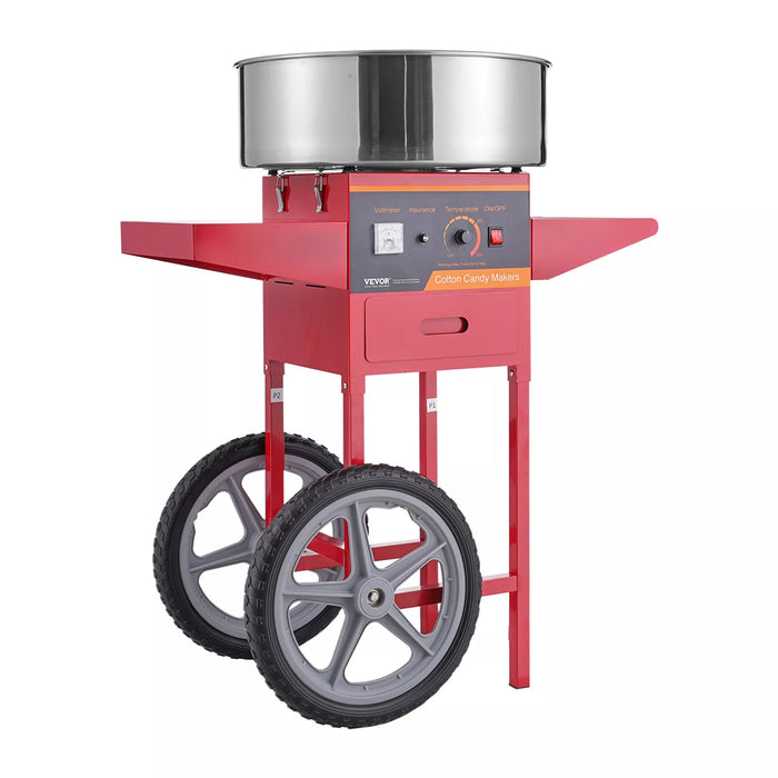 Heavy - Duty 1000W Cotton Candy Machine with Mobile Cart and Steel Bowl - Monsta Online