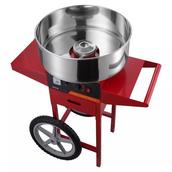Heavy - Duty 1000W Cotton Candy Machine with Mobile Cart and Steel Bowl - Monsta Online