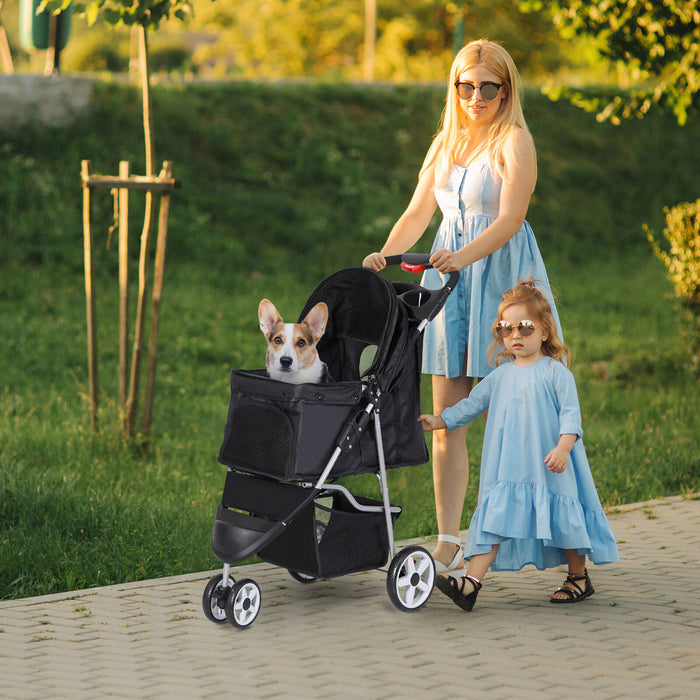 Premium Foldable 3 Wheel Pet Stroller with Cup Holder for Dogs and Cats - Monsta Online