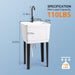 1 - Basin Freestanding Utility Laundry Sink with Stainless Steel Faucet and Drainboard - Monsta Online