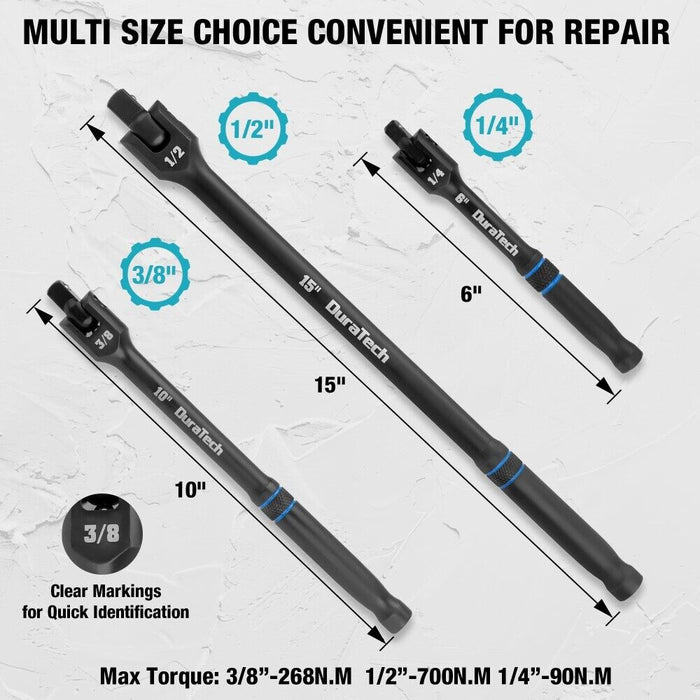 Heavy - Duty 6" 10" 15" Breaker Bar Set with 180° Rotating Head for Maximum Torque - Monsta Online