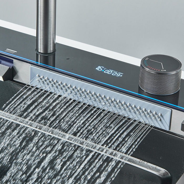 Modern 29.5" Stainless Steel Drop - In Waterfall Kitchen Sink with Pull Down Faucet - Monsta Online