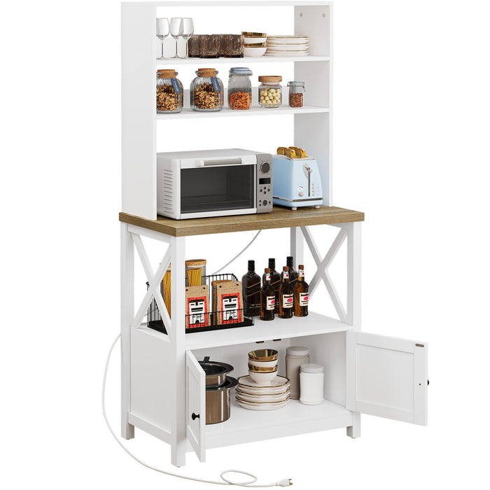 5 - Tier Kitchen Baker’s Rack with Power Outlet – Microwave and Coffee Bar Stand - Monsta Online