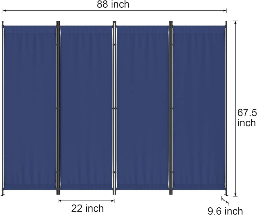 Foldable 4 Panel Privacy Screen Room Divider 88" with Freestanding Stability for Any Space - Monsta Online