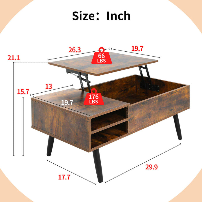 Modern Lift - Top Coffee Table with Hidden Compartment and Adjustable Space - Monsta Online