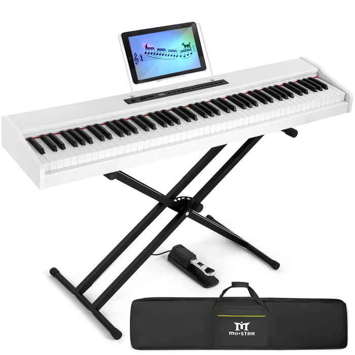 Weighted 88 Key Digital Piano Keyboard with Powerful Sound Pedal and Stable Stand - Monsta Online