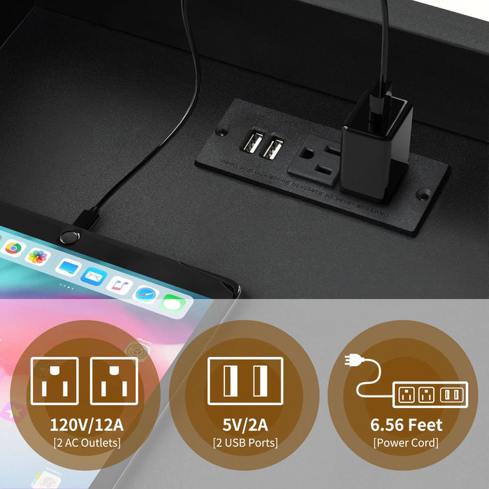 Modern LED Nightstand with Built - in Charging Station and Spacious Storage - Monsta Online