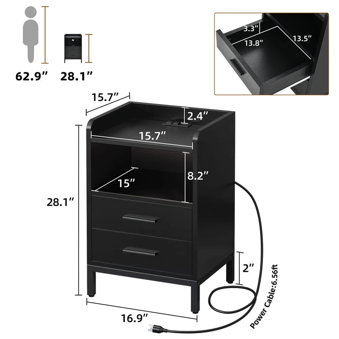 Modern LED Nightstand with Built - in Charging Station and Spacious Storage - Monsta Online