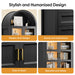Luxury 71" Wooden Arch Display Storage Cabinet With Glass Doors and LED Lights - Monsta Online