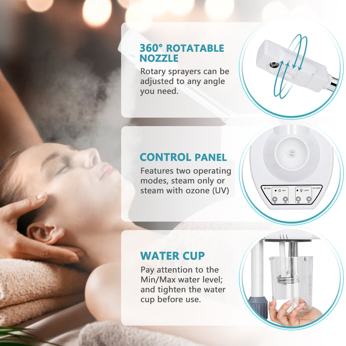 Professional 2in1 Facial Steamer with Hot and Cold Mist and Ozone Magnifying Lamp - Monsta Online