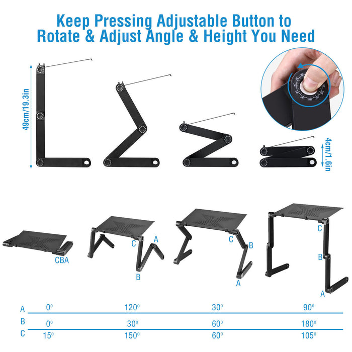 Premium 360° Height Adjustable Lap Desk - Foldable Laptop Stand For Couch - Monsta Online