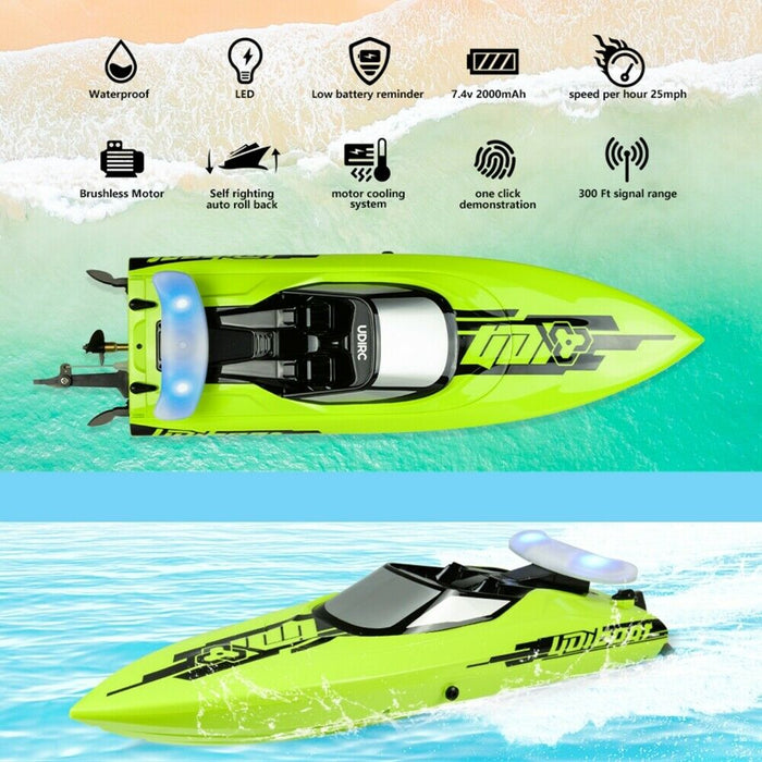 Brushless 25MPH High - Speed RC Racing Boat With LED Light - Monsta Online