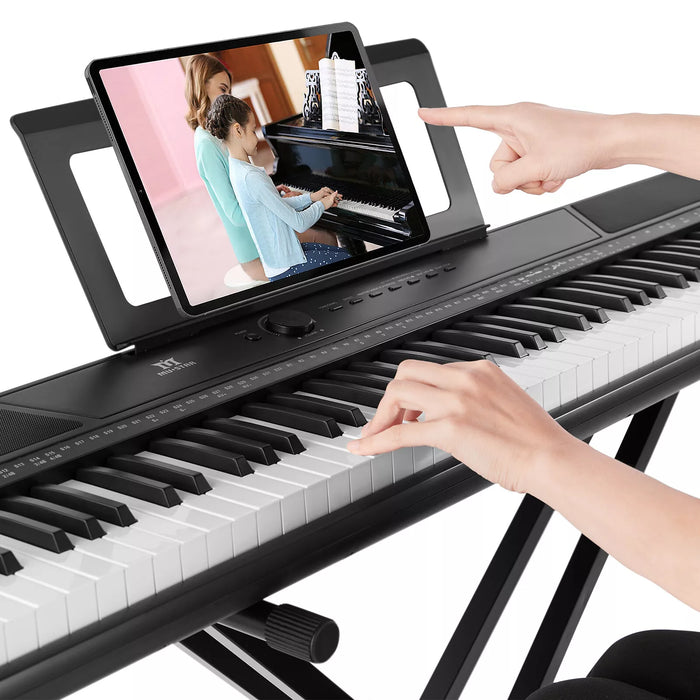 Weighted 88 Key Digital Piano Keyboard with Powerful Sound Pedal and Stable Stand - Monsta Online