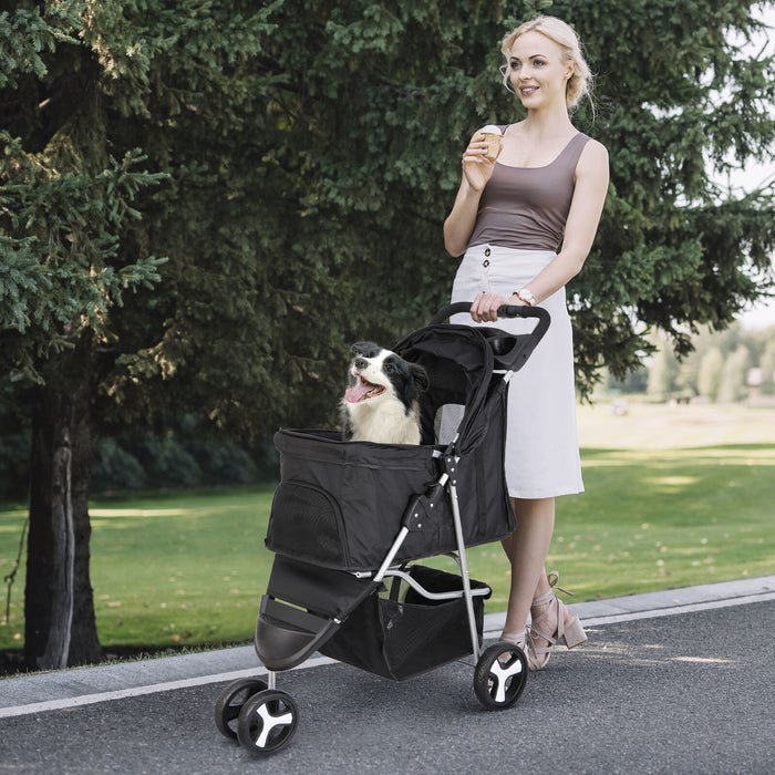 Premium Foldable 3 Wheel Pet Stroller with Cup Holder for Dogs and Cats - Monsta Online