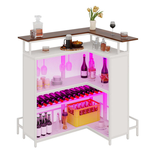 L - Shaped Modern Mini Home Bar Table with Smart Music Sensing LED Lighting - Monsta Online