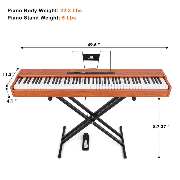 Weighted 88 Key Digital Piano Keyboard with Powerful Sound Pedal and Stable Stand - Monsta Online