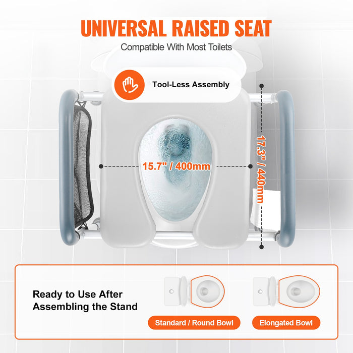 Non - Slip 350LBS Toilet Seat Riser for Seniors with Padded Arms - Monsta Online