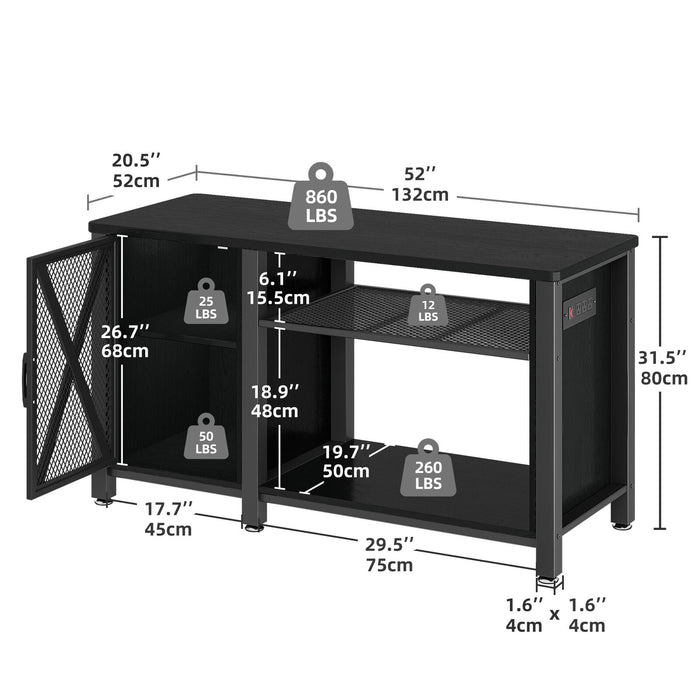 Premium 75 Gallon Metal Fish Tank Stand with Built - In Power Outlet - Monsta Online