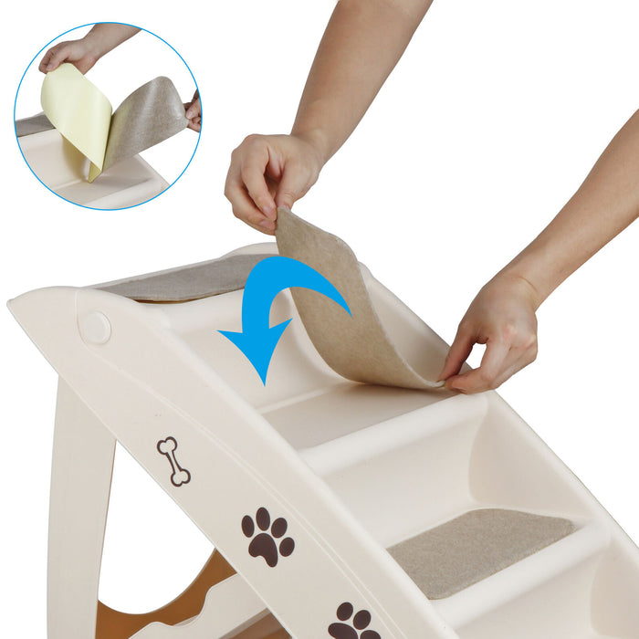 Non - Slip 4 - Steps Foldable Dog Stairs with Sturdy Support Frame for High Beds - Monsta Online